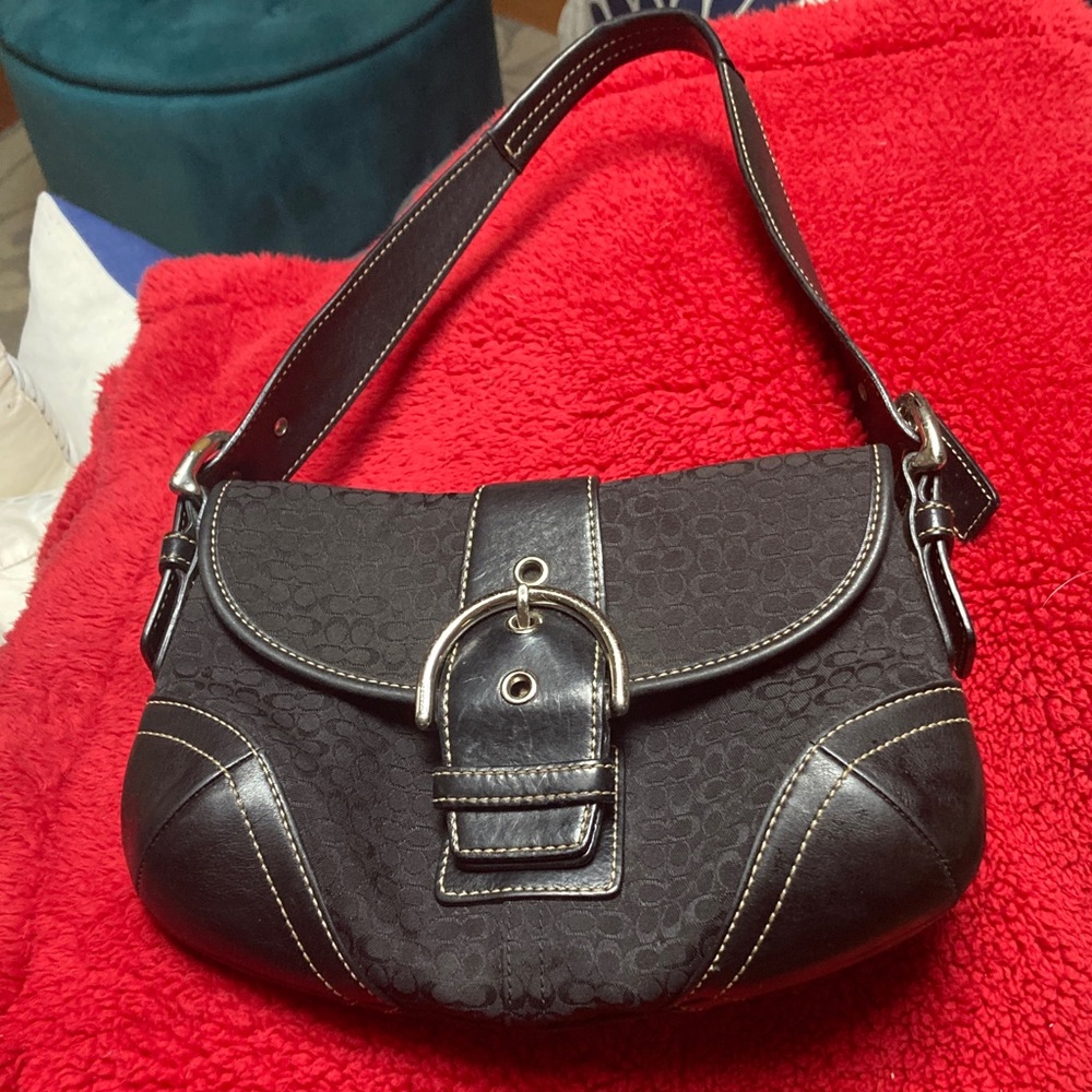 Older (20+ yrs) Chic coach Black Shoulder Bag with Buckle Detail